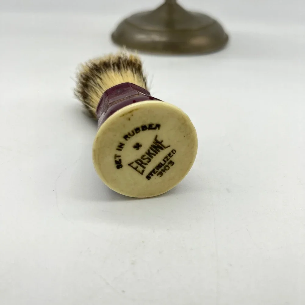 Antique Edwardian‎ Telescoping Brass Shaving Stand Mirror Brush Cup Razor